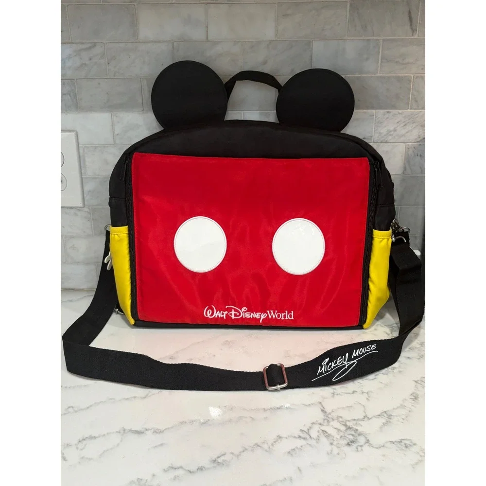 Disney Parks Mickey Mouse Diaper Bag Messenger Changing Station Red Black Yellow